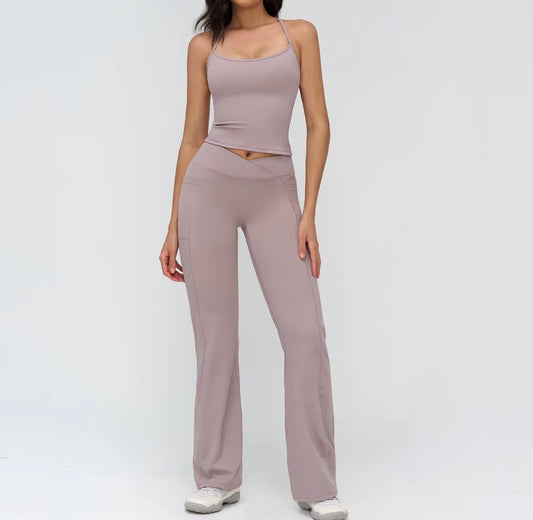 Contour Sculpt V-Waist Flare Leggings & Fitted Tank Active Set
