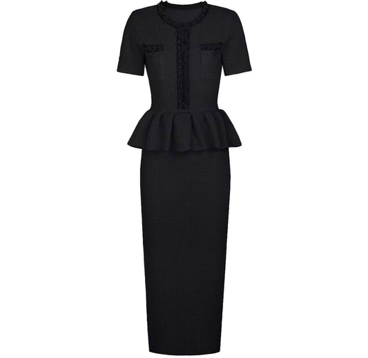 Paris Peplum Midi Dress