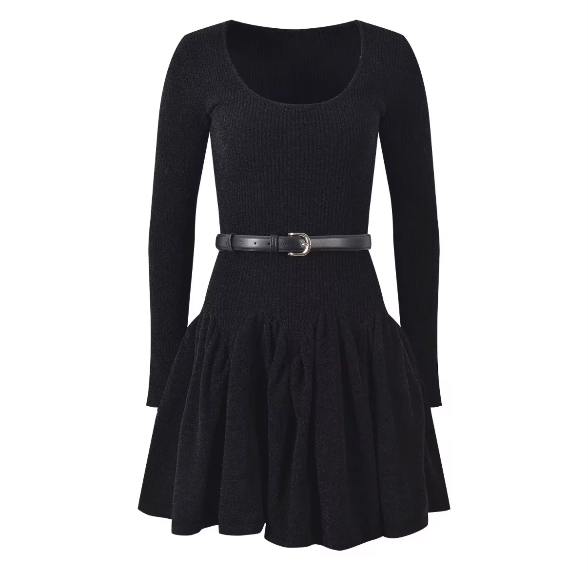 Elegant Belted Knit Dress