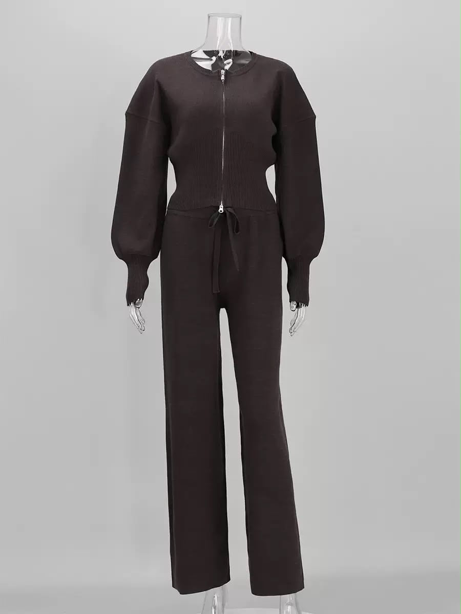 Fitted Zip-Up Knit Set