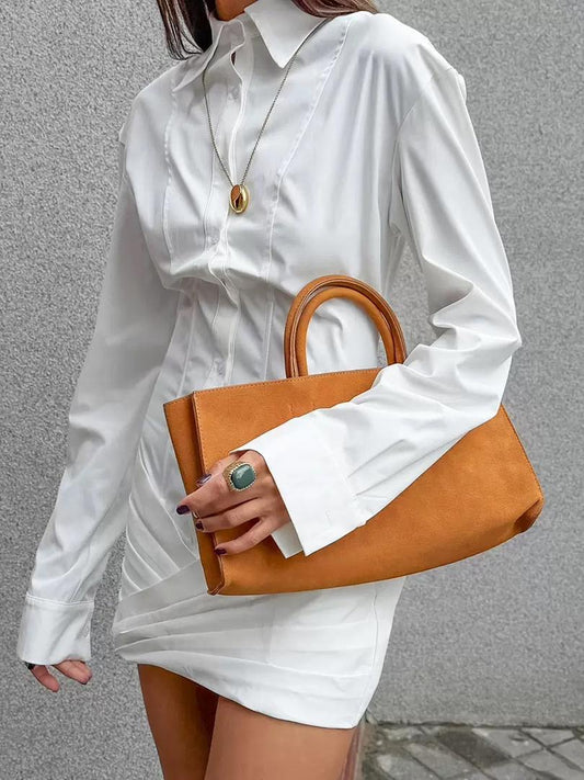White Sculpted Shirt-Dress