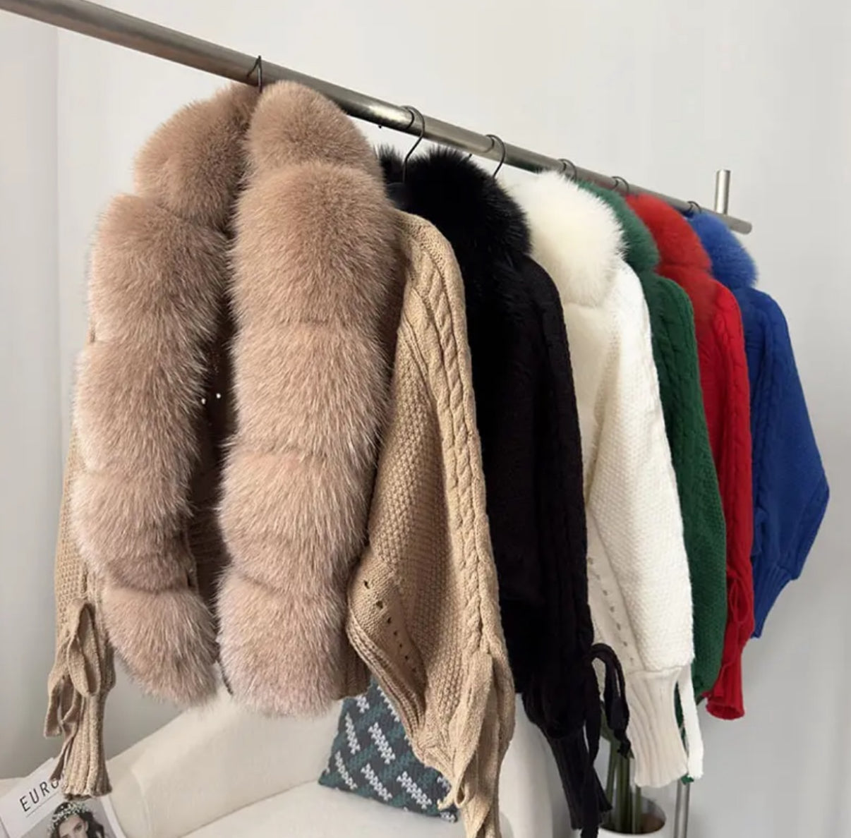 Fur Luxe Cable Knit Cardigan