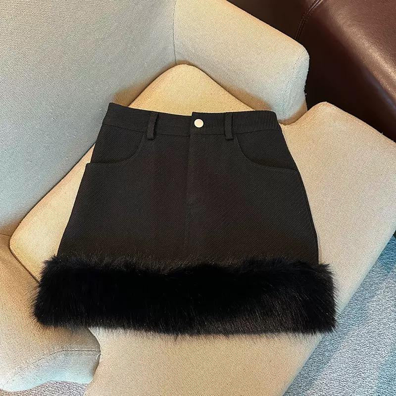 Velour Fur Mini Skirt