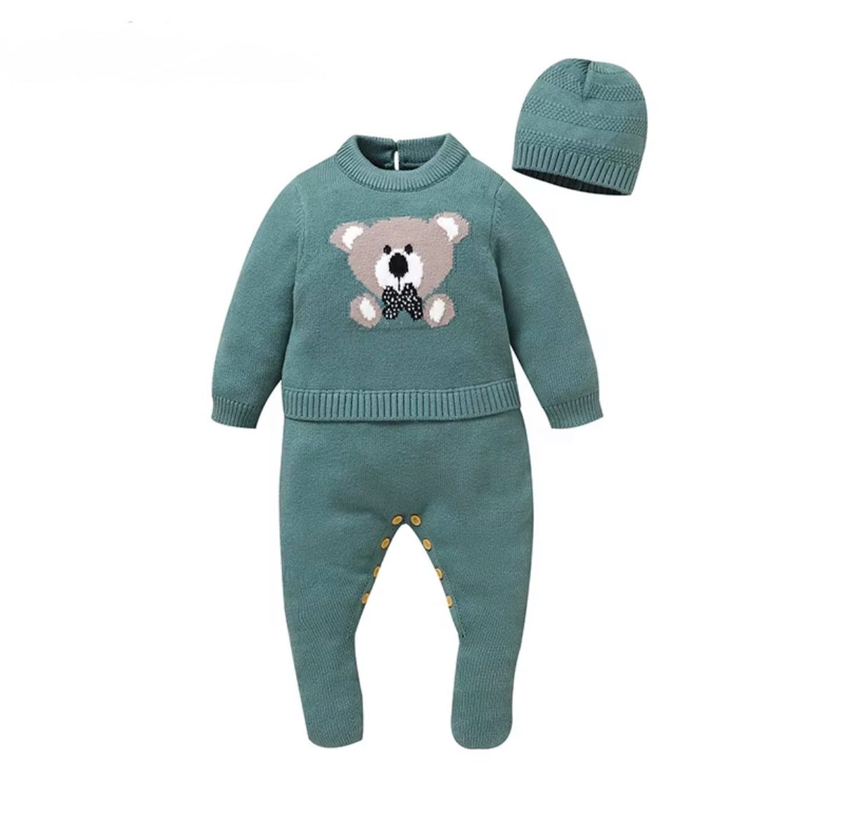 Teddy Bear Knit Set with Beanie