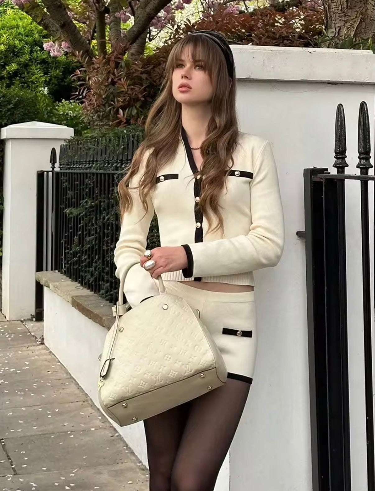 Contrast Trim Knit Set