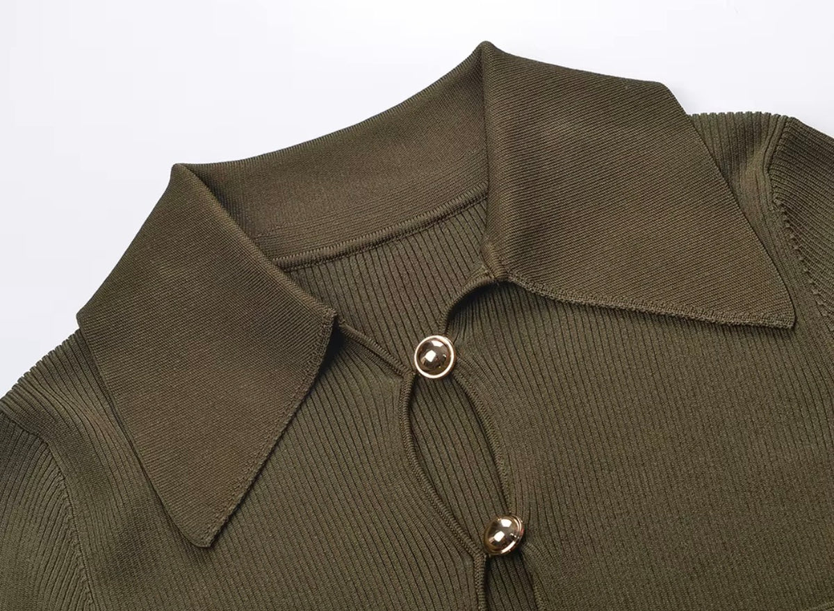 Monaco Contrast Collar Ribbed Top