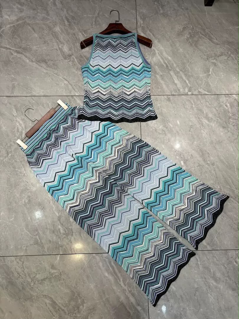 Ocean Wave Chevron Knit Set
