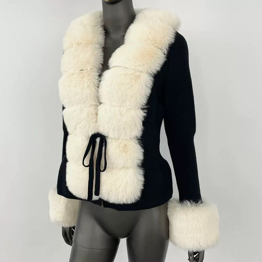 Winter Royale Knit Fur Cardigan