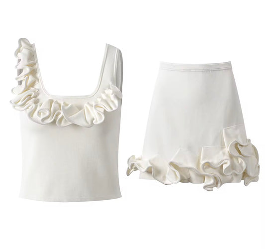 Ivory Ruffle Chic Set