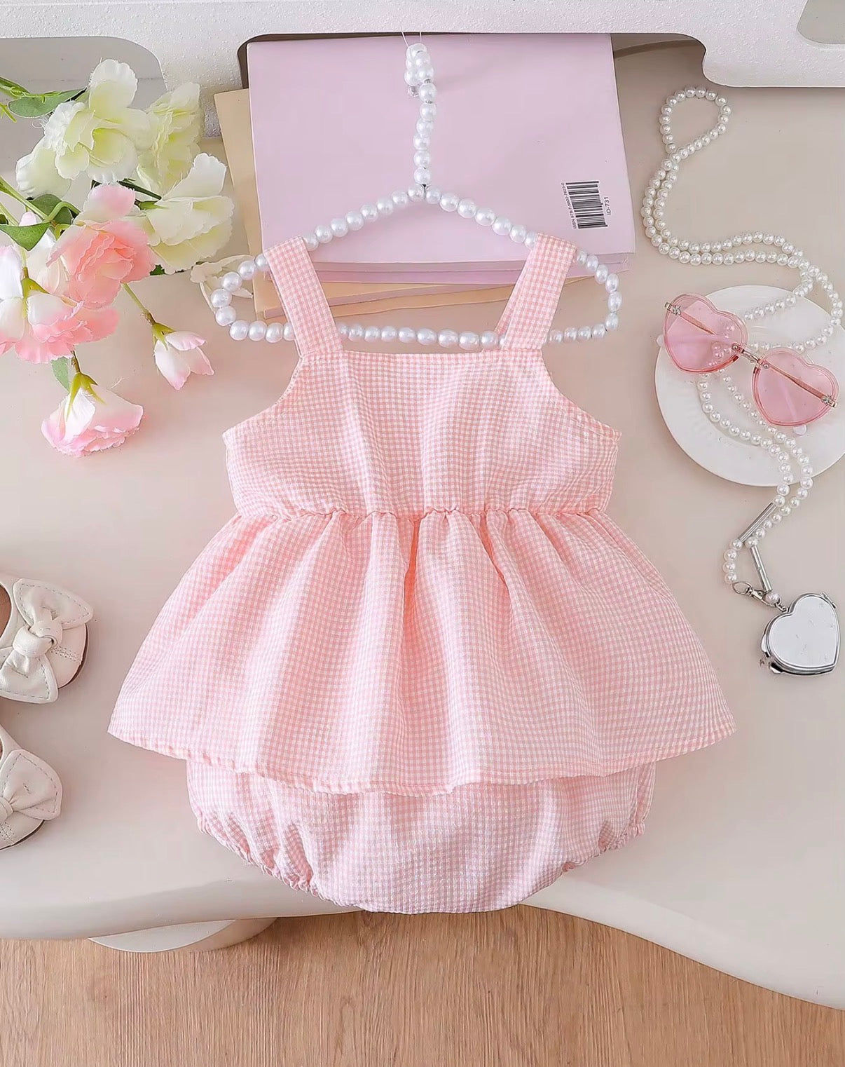 Gingham Bow Bubble Romper