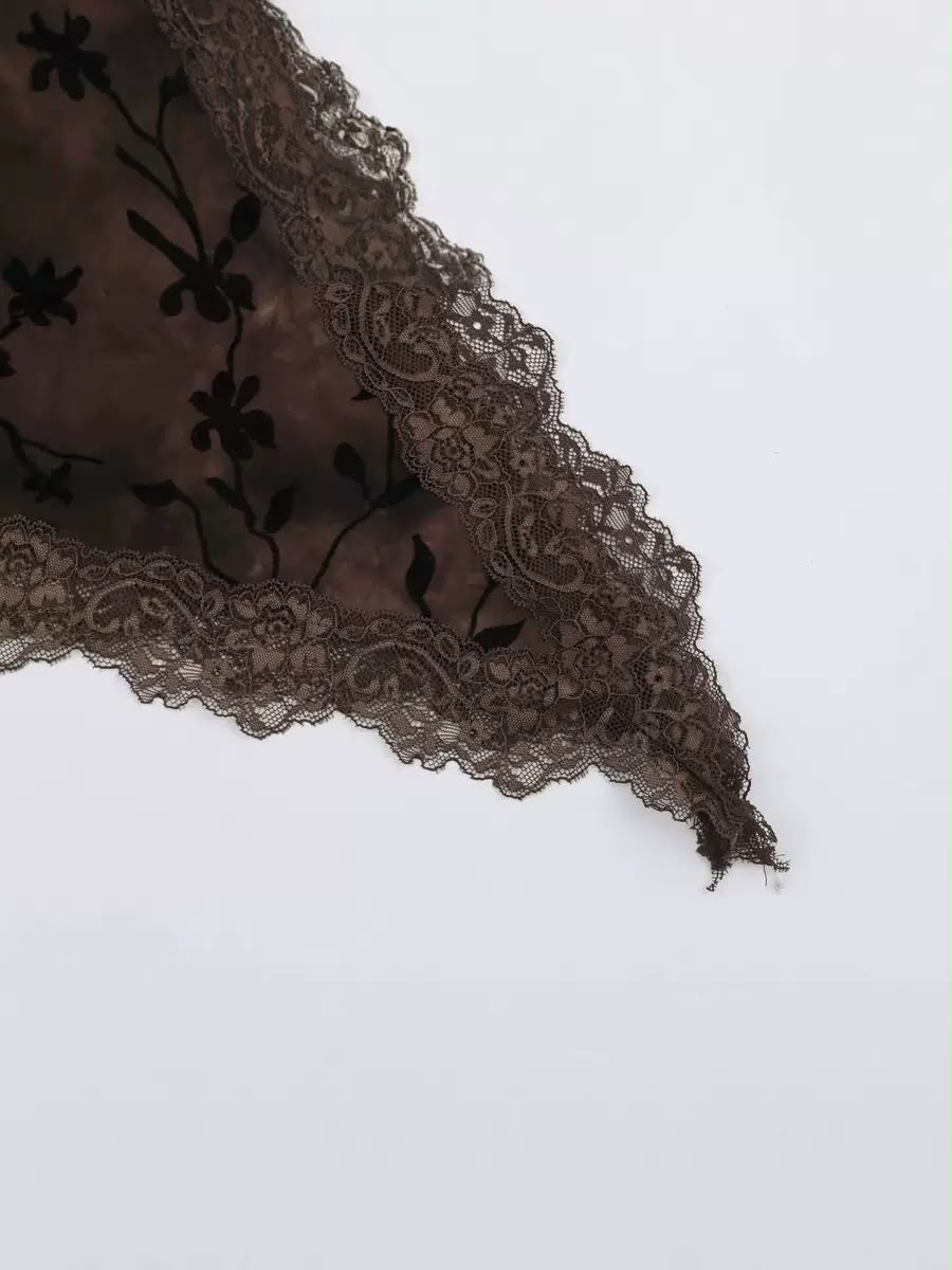 Noir Floral Asymmetric Lace Dress