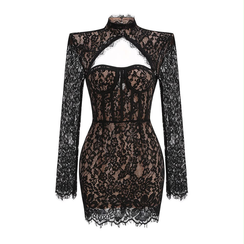 Noir Romance Lace Mini Dress