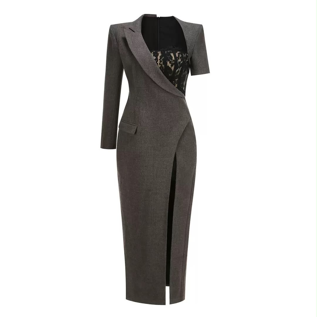 Noir Lace Blazer Dress