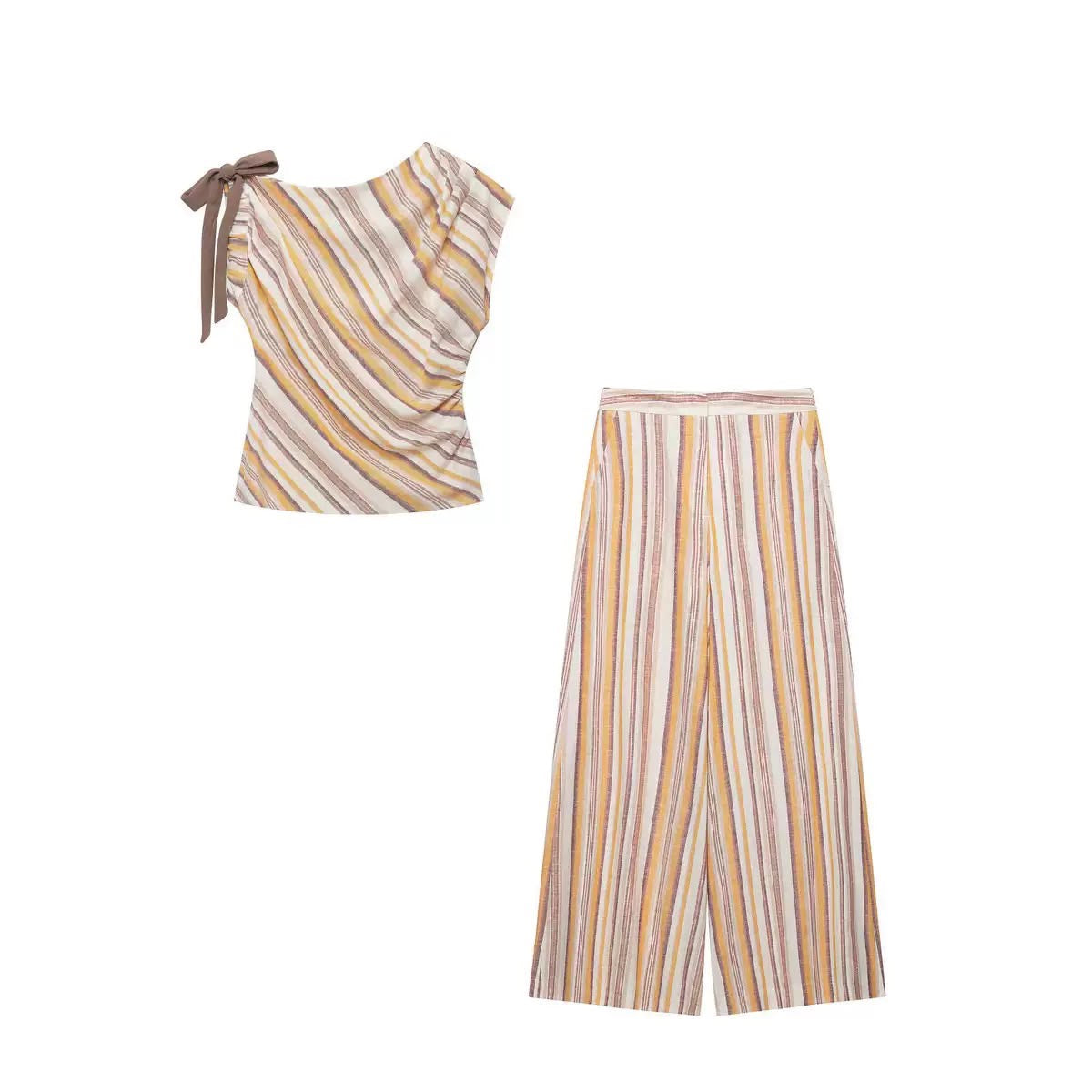 One-Shoulder Striped Set