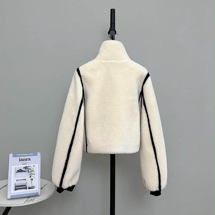 Monochrome Teddy Bomber Jacket