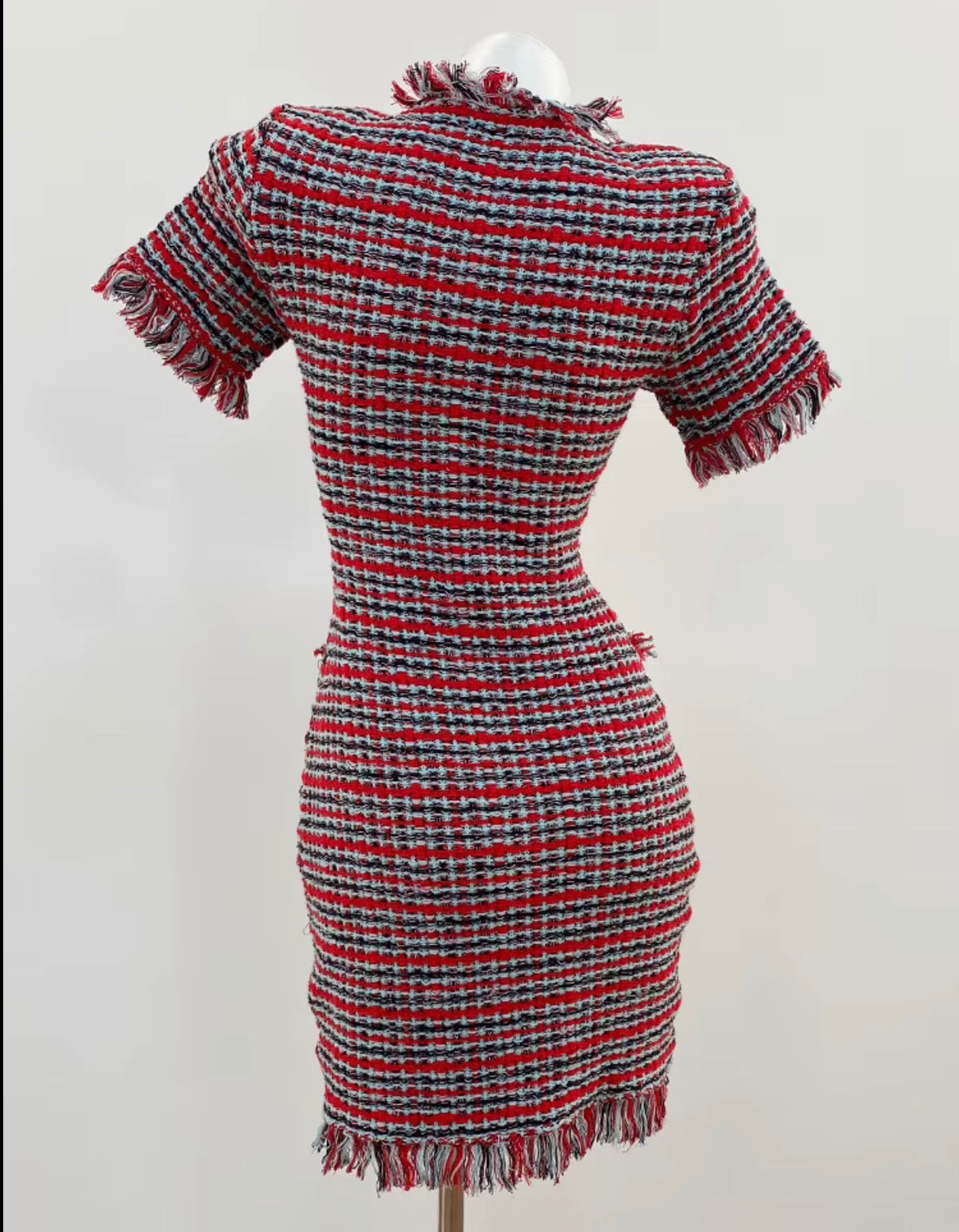Fringed Tweed Mini Dress