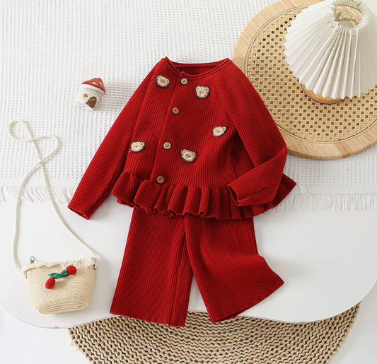 Teddy Ruffle Knit Set