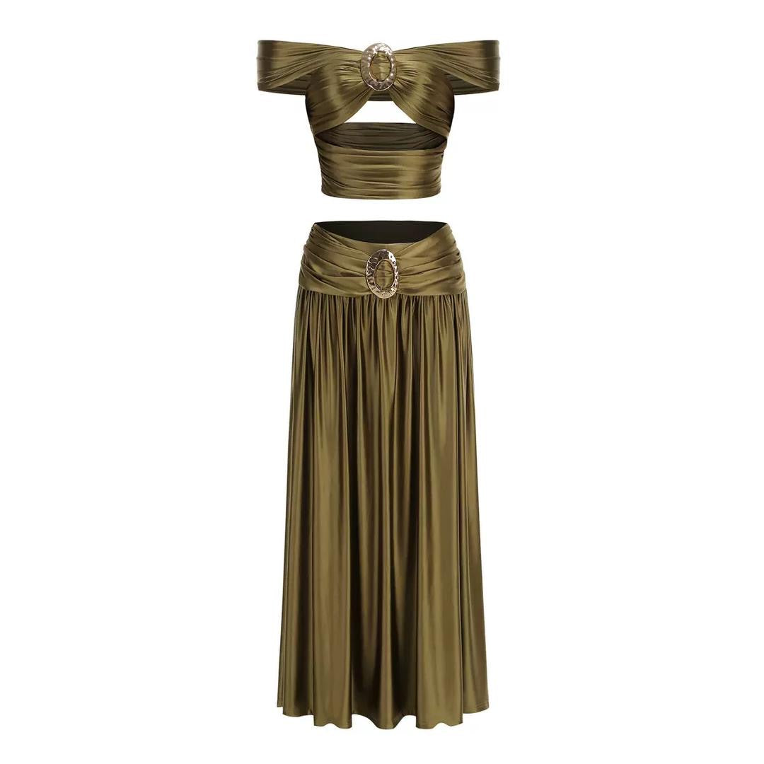 Buckle Draped Maxi Set