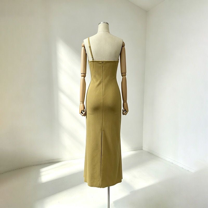 Golden Aurora One-Shoulder Gown