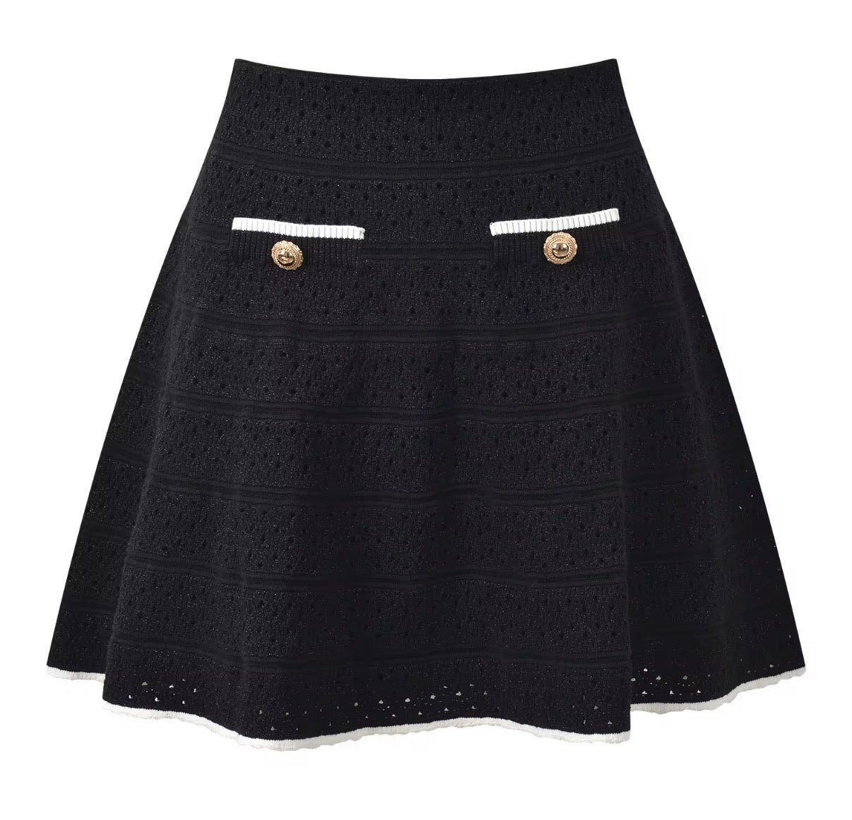 Chic Buttoned Knit Skirt Set