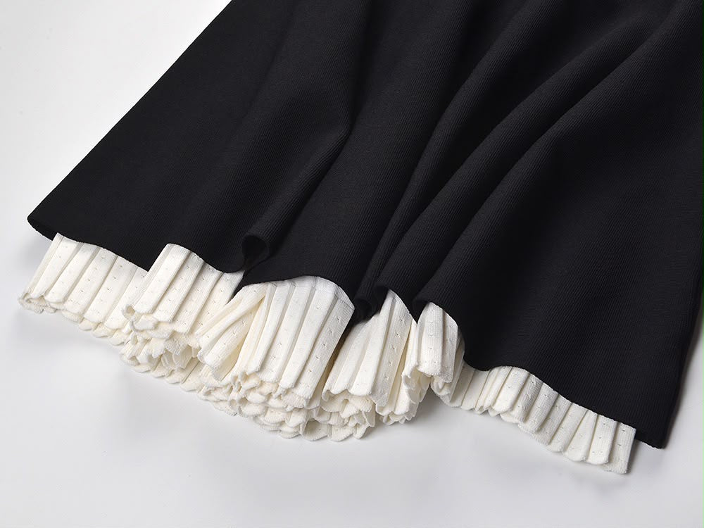 Contrast Trim Skirt Set