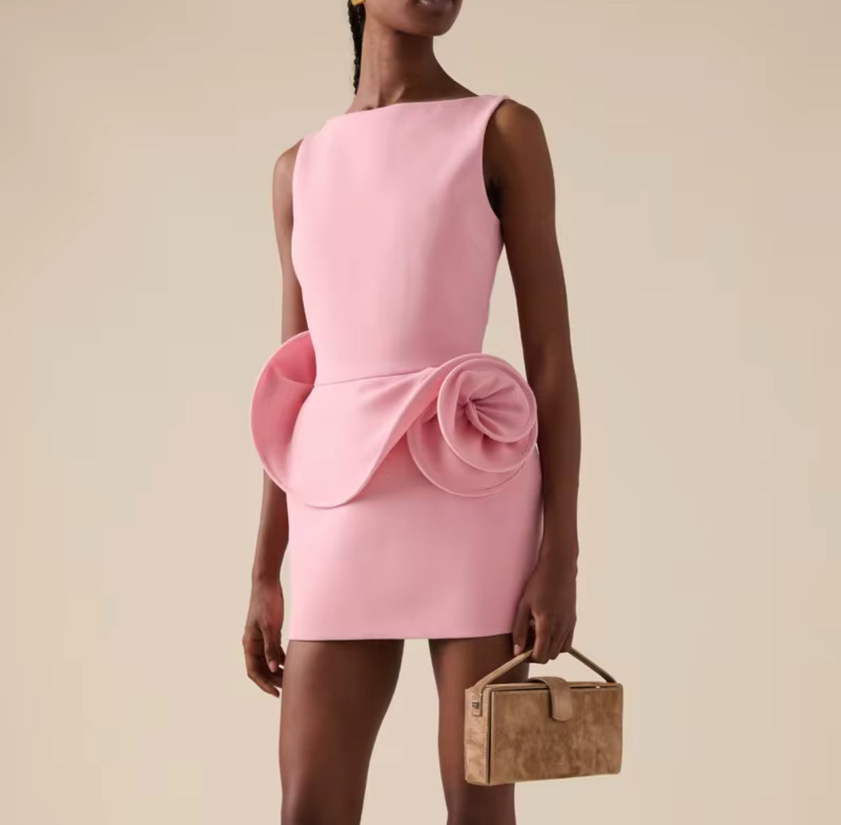 Sculpted Rose Mini Dress