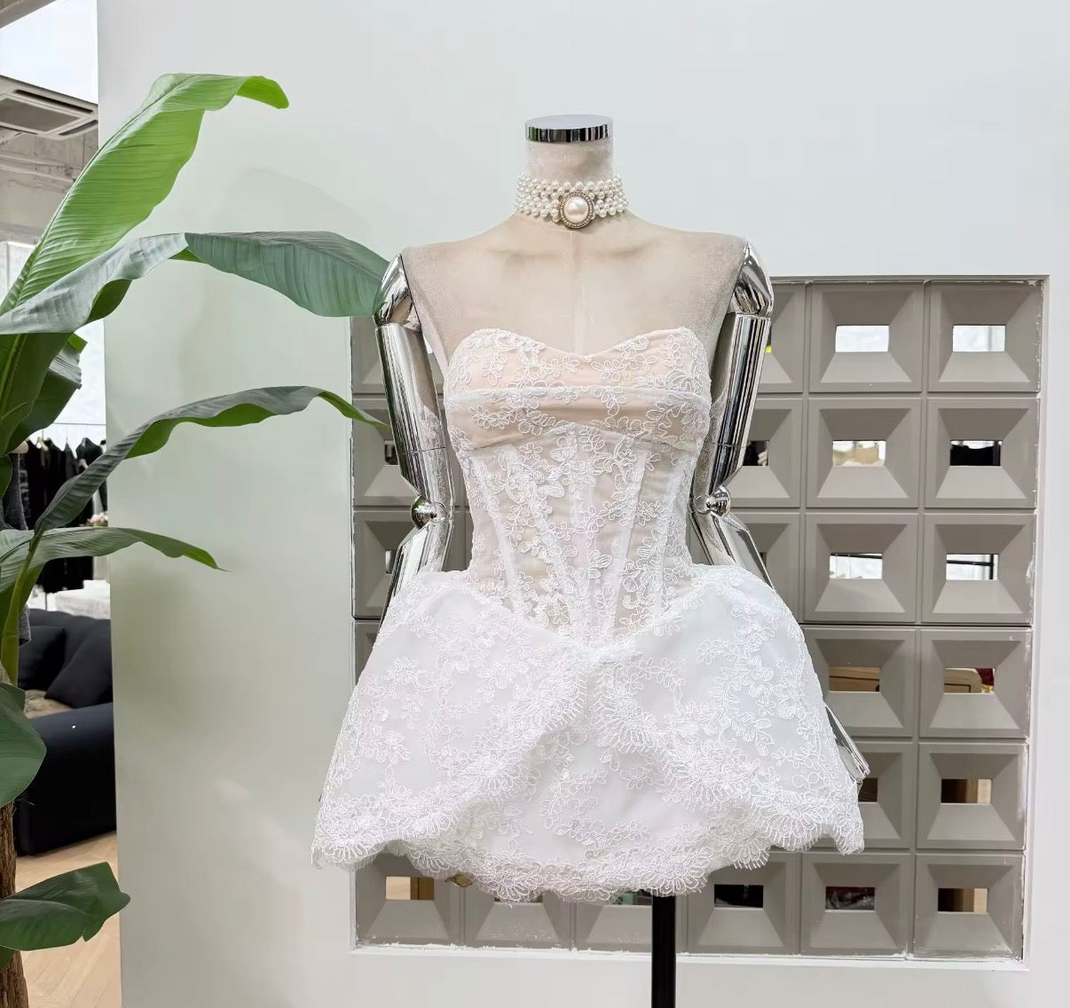 Lace Corset Bubble Mini Dress