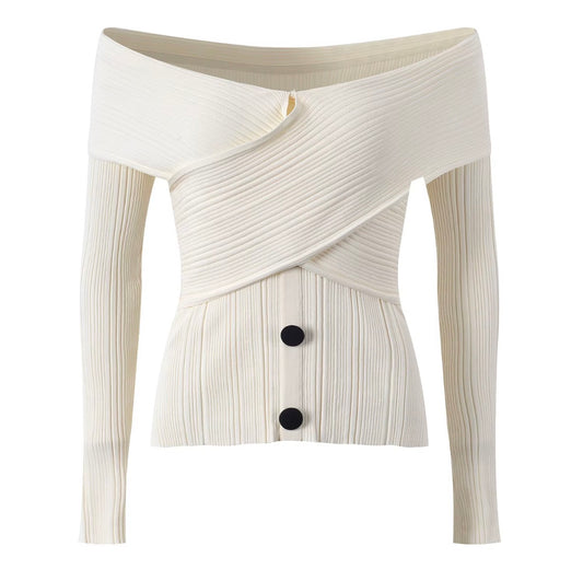 Celine Off-Shoulder Wrap Knit Top