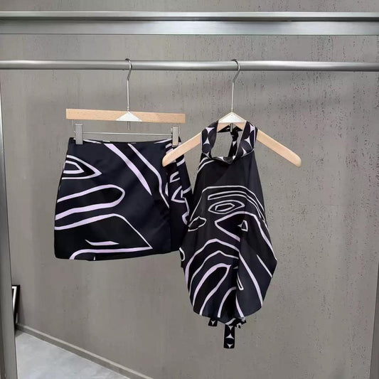 Abstract Halter Set
