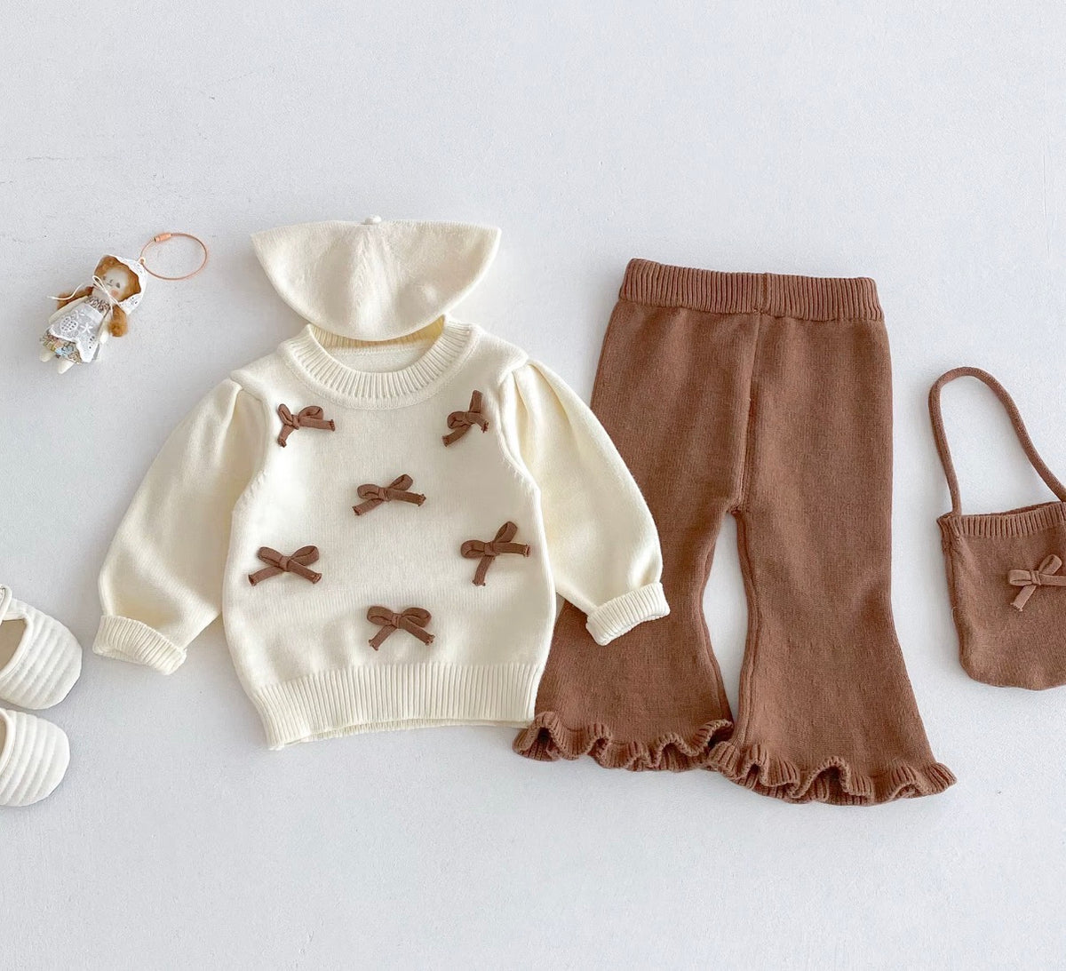 Cocoa Bow Knit Set
