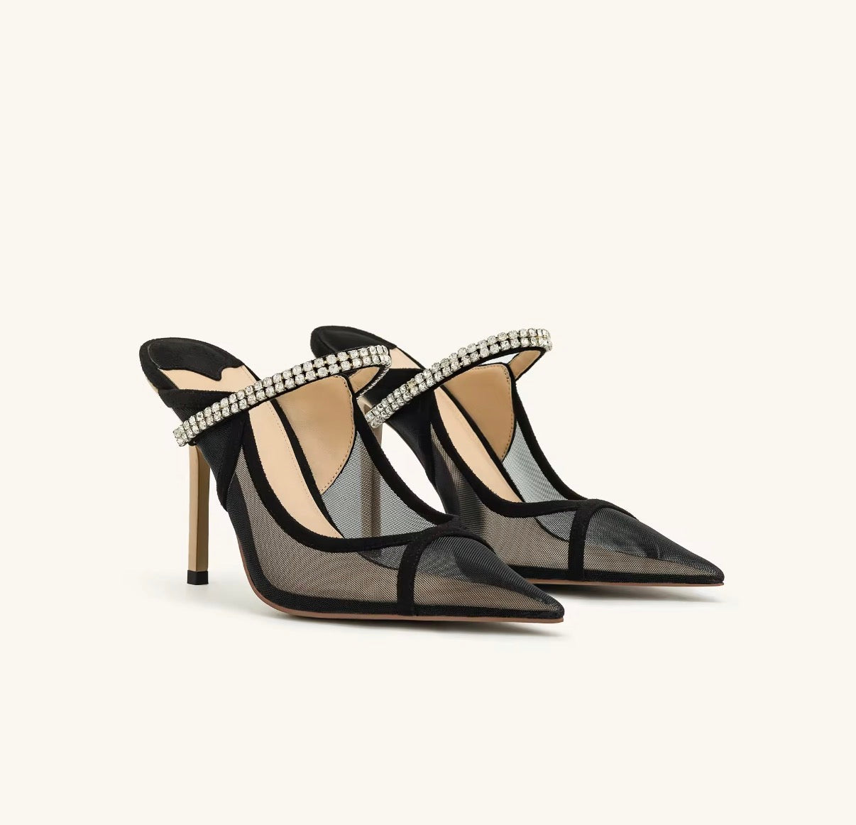 Black Crystal Veil Heels