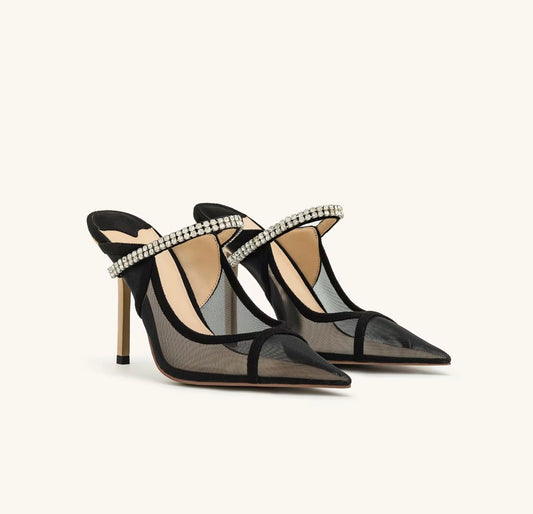Black Crystal Veil Heels