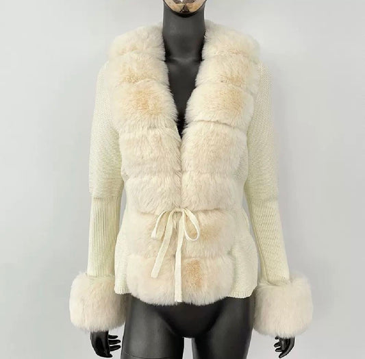 Winter Royale Knit Fur Cardigan