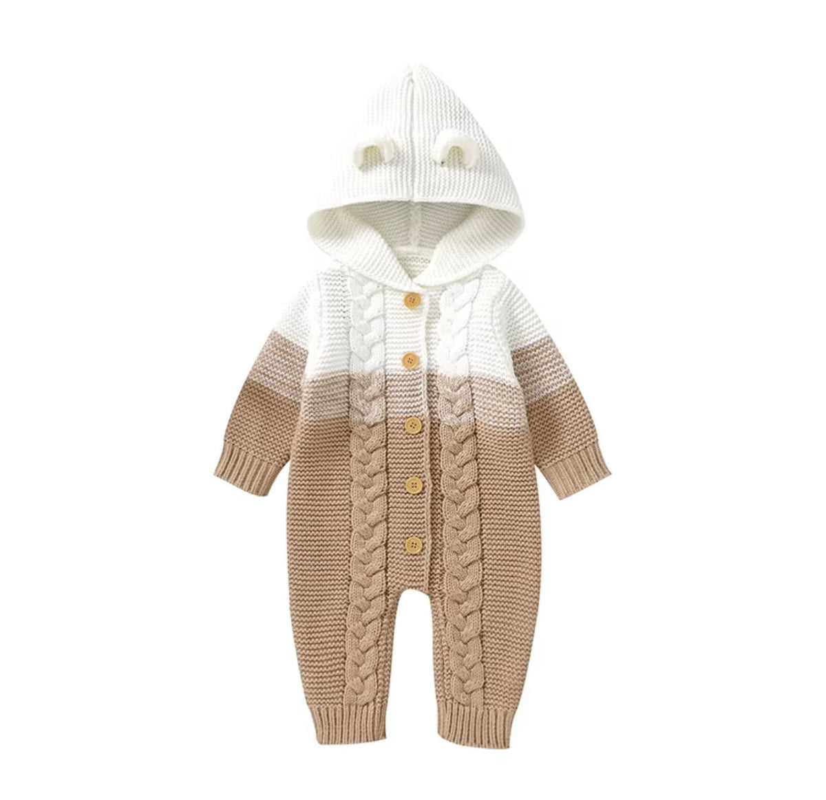 Cozy Bear Hooded Knit Romper
