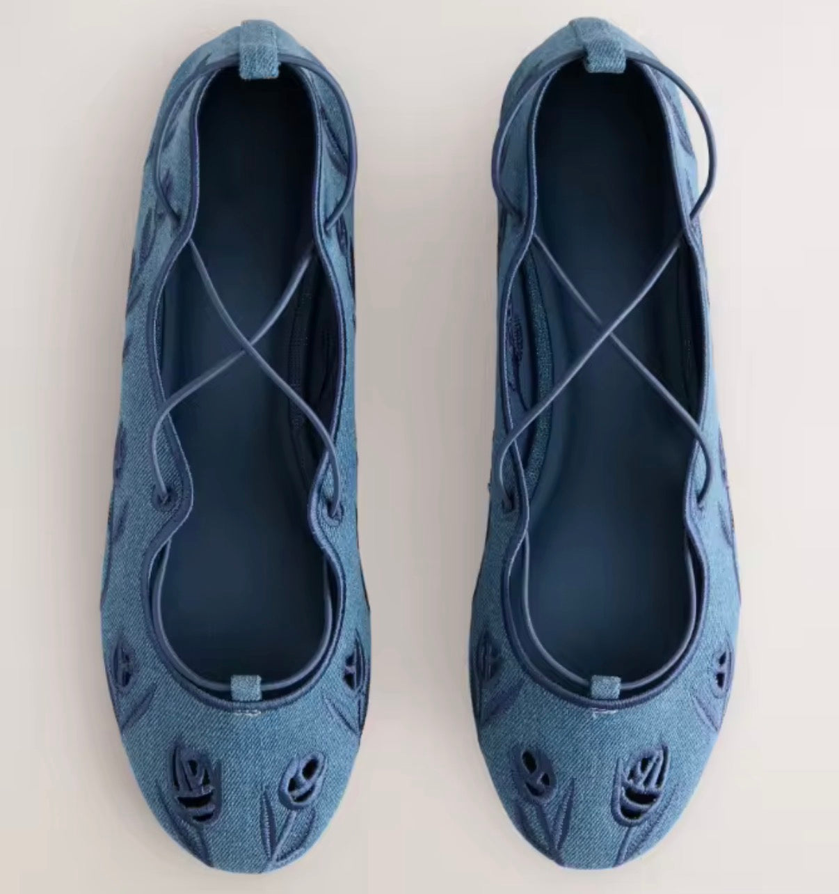 Embroidered Floral Lace-Up Flats