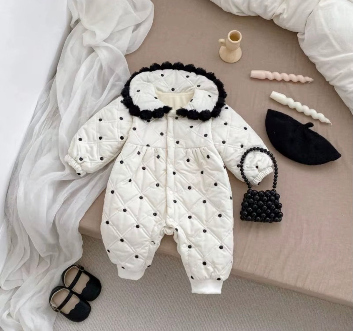 Polka Puff Quilted Romper