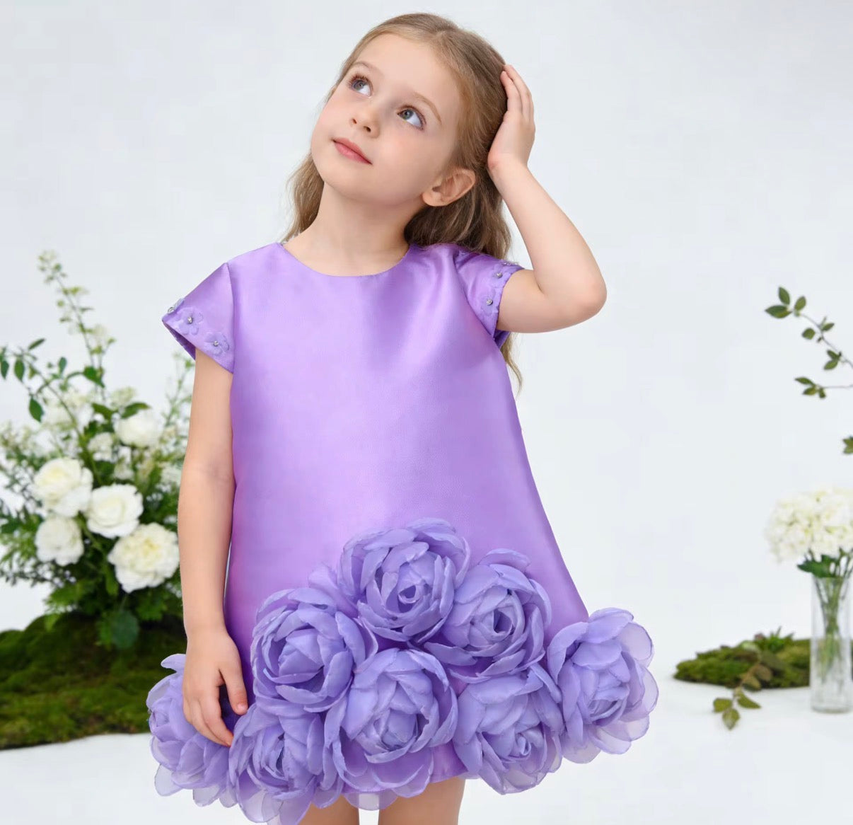 Lavender Rosette Bloom Dress