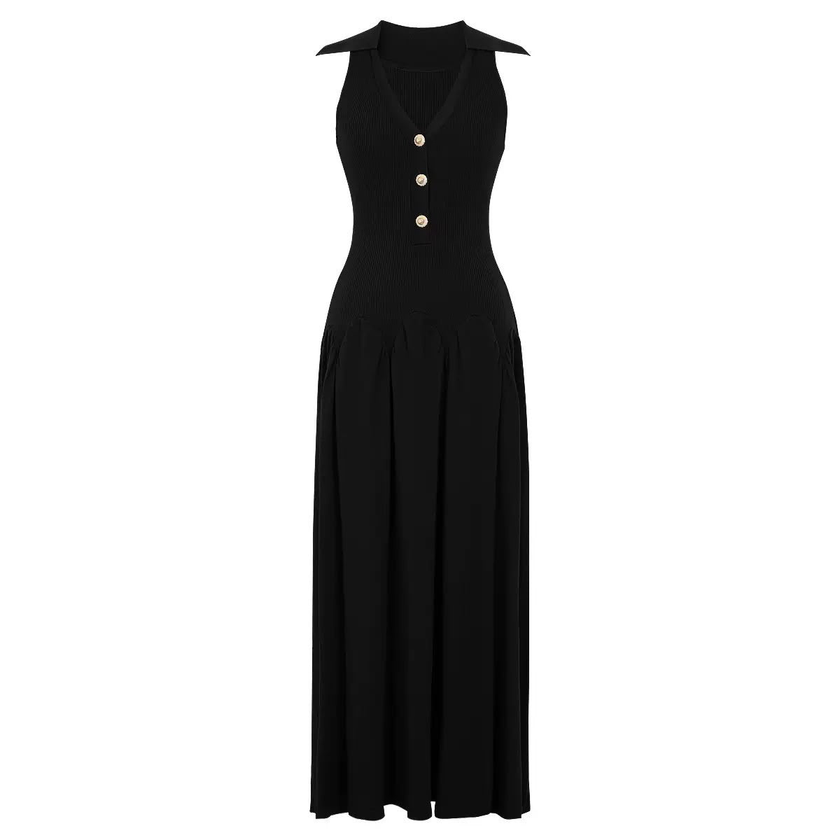 Collared Knit Maxi Dress