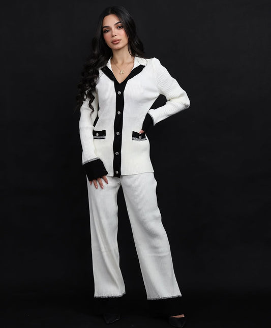 Classy Contrast Knit Set
