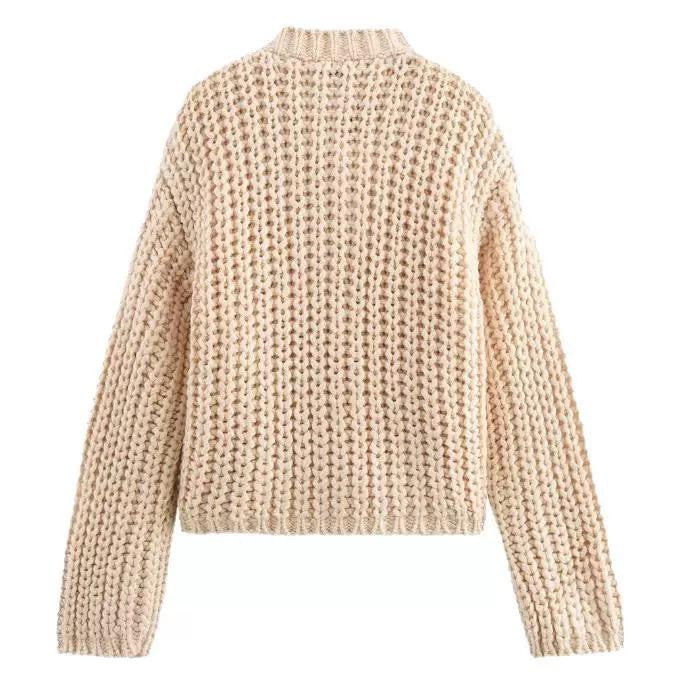 Chunky Knit Cardigan with Gold Buttons