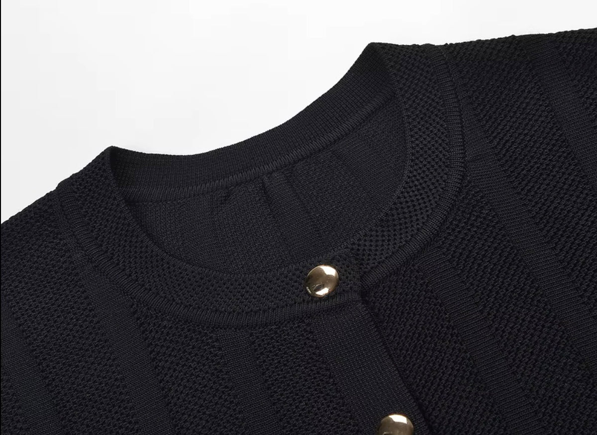Skyla Gold Button Knit Cardigan