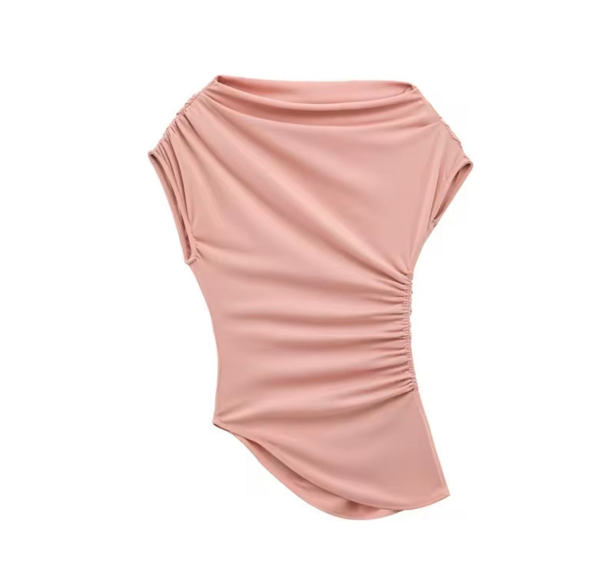 Ruched Asymmetric Draped Top