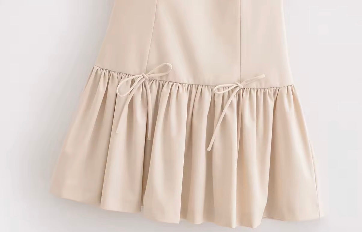 Tie-Detail Drop Waist Mini Dress