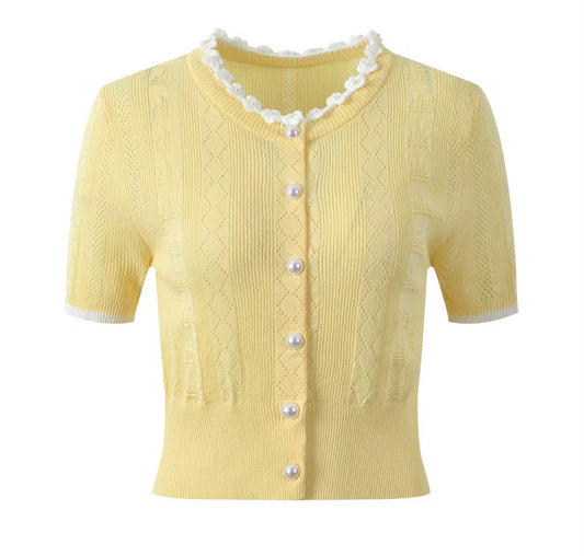 Pearl Trim Knit Top