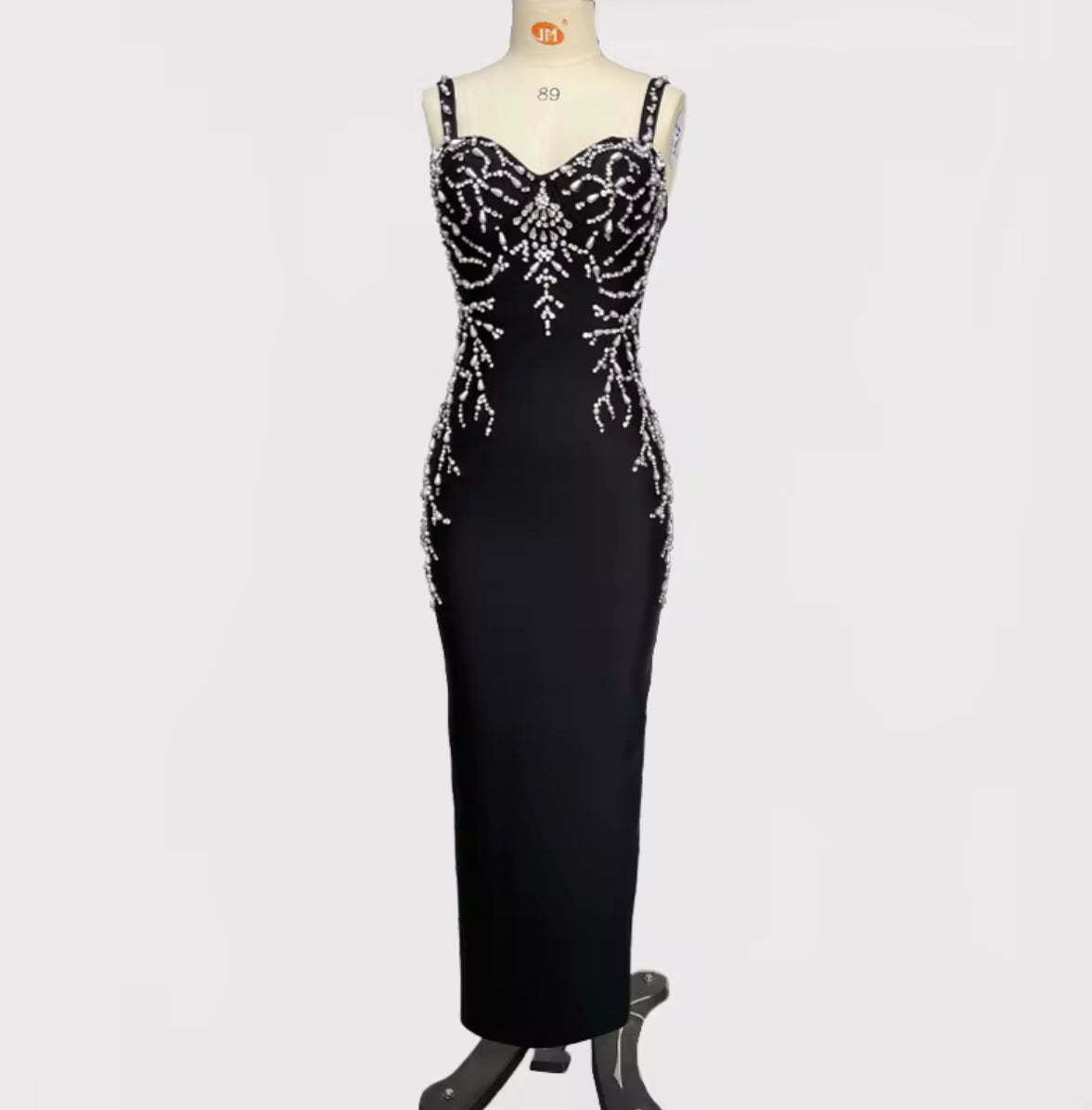Midnight Black dress with Silver Beaded Detailing