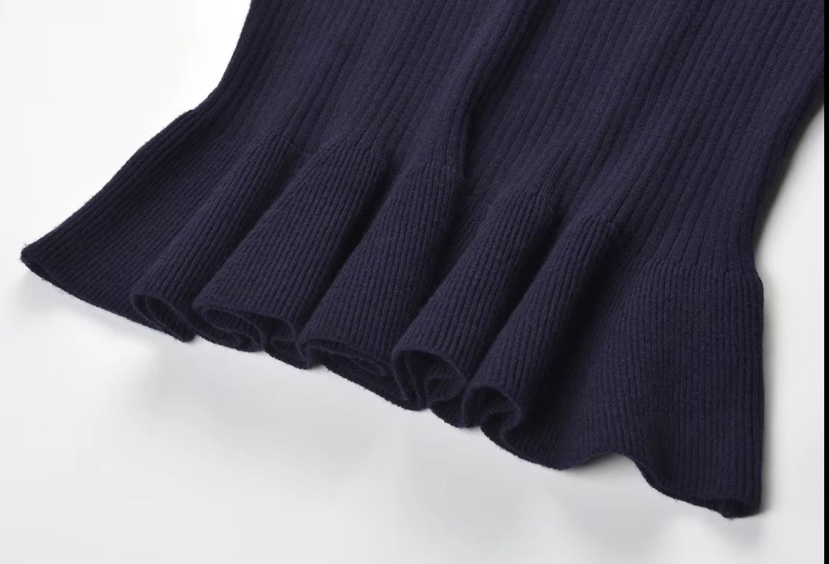 Jewel Neck Peplum Knit Top