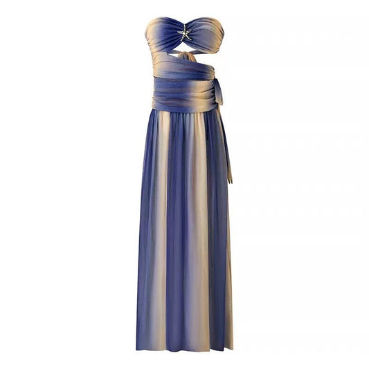 Ocean Ombre Strapless Wrap Gown