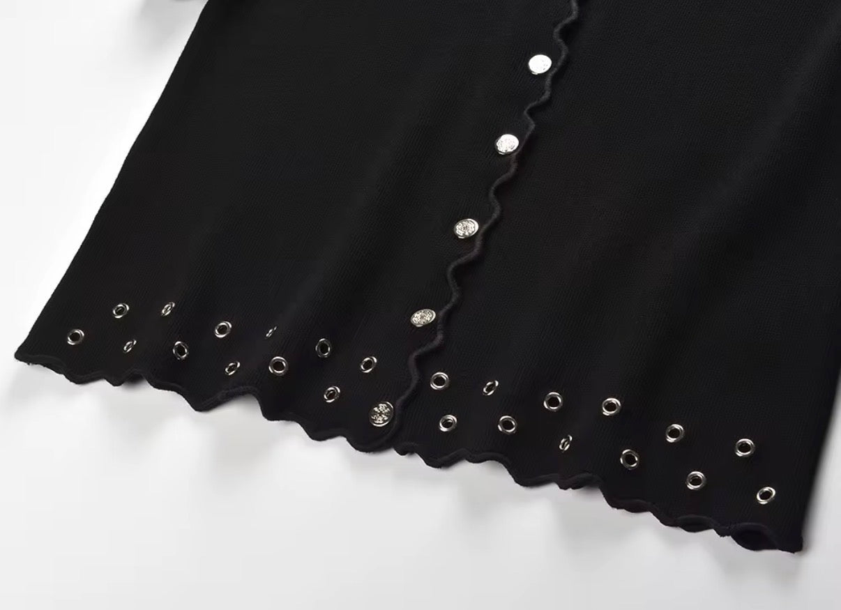 Midnight Rivet Knit Top