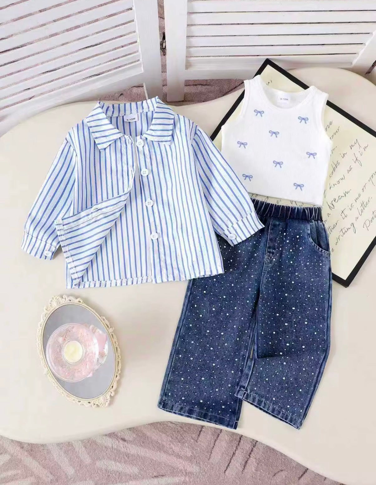 Sparkle Stripe Denim Set