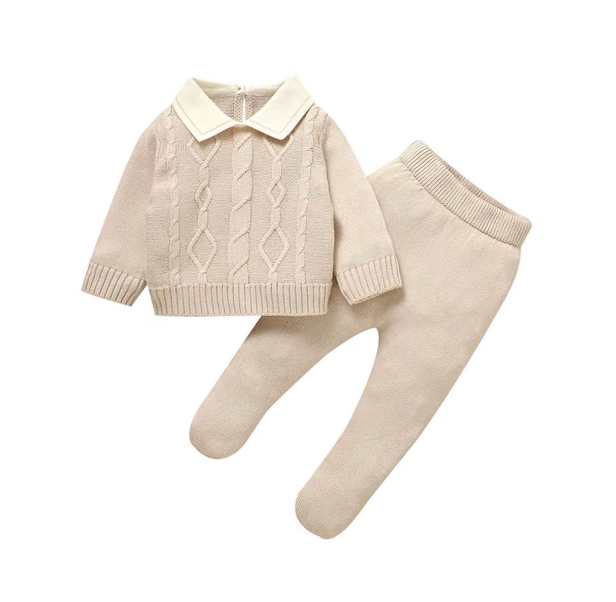Classic Collar Cable Knit Set